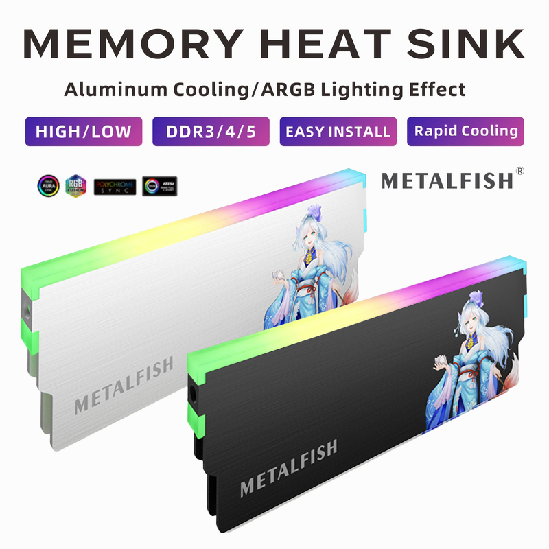 Ddr3 8Gb - METALFISH DRAM 방열판 5V-3PIN ARGB DDR3