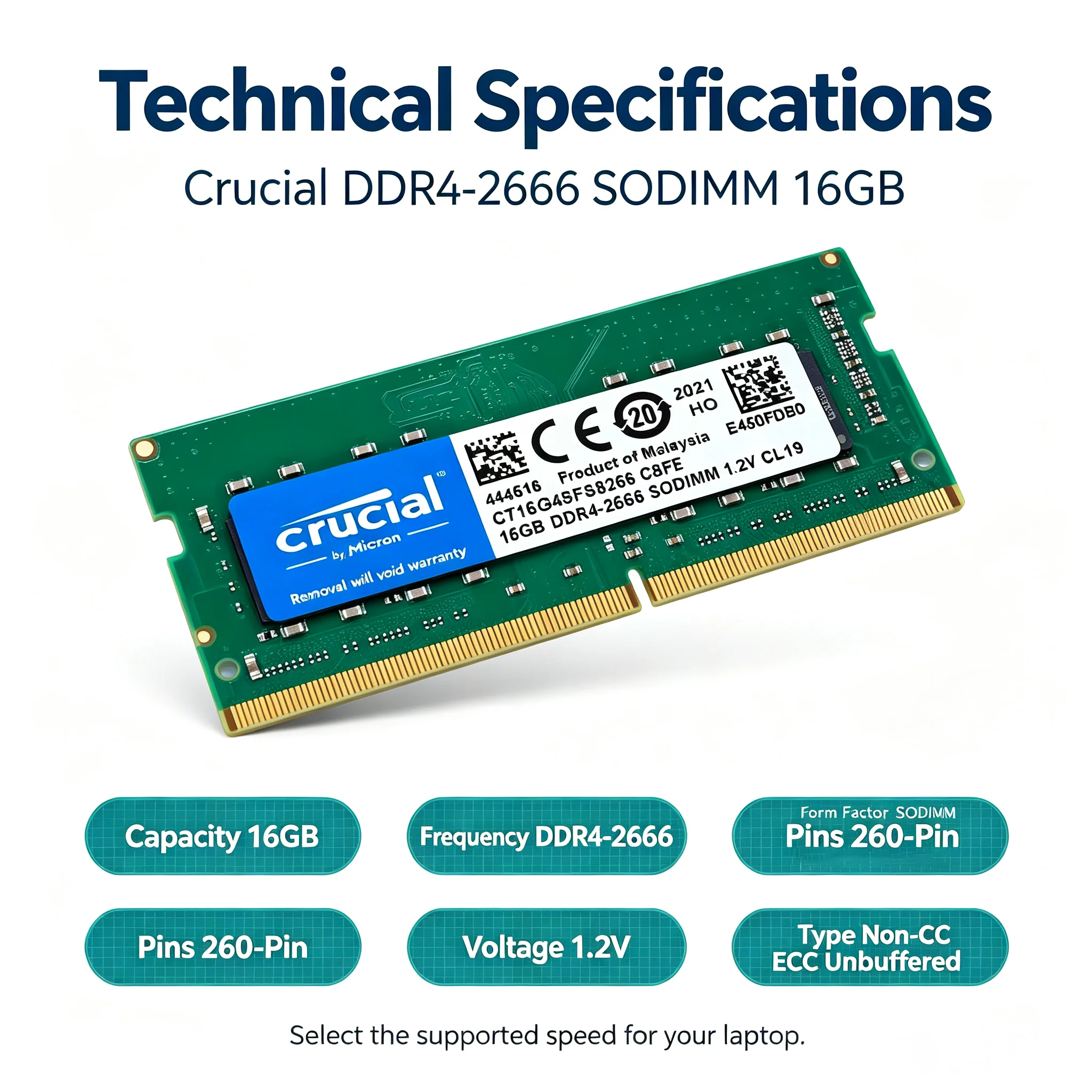 크루셜 DDR4 노트북 RAM SODIMM, 4GB,  - Ddr4 3200 16Gb 리뷰 및 가격